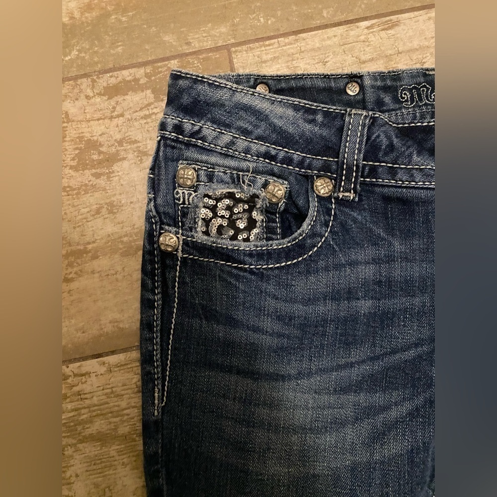 Miss Me Sequin Distressed Bootcut Jeans. - Picture 4 of 13